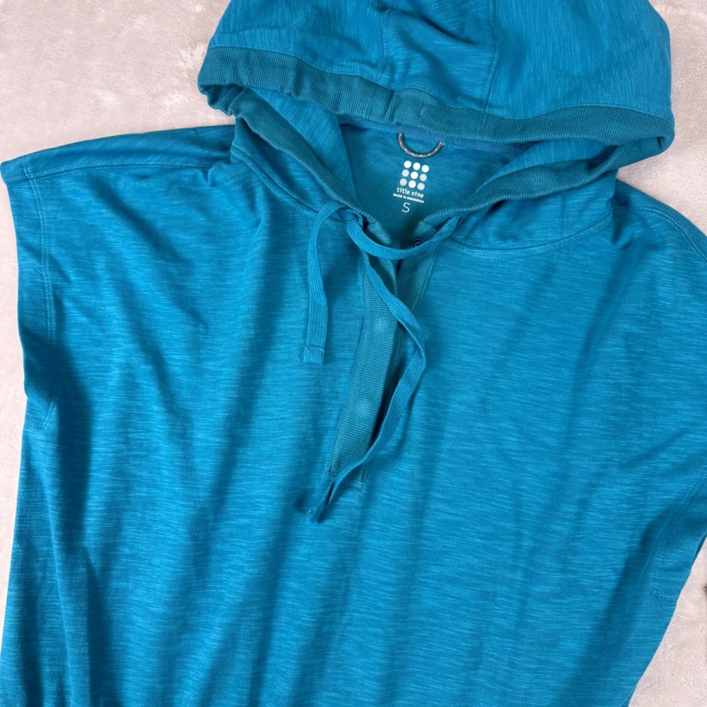 Title Nine La Ola Hooded Cover Up Dress Teal Blue Cap Sleeve Supa Cotton